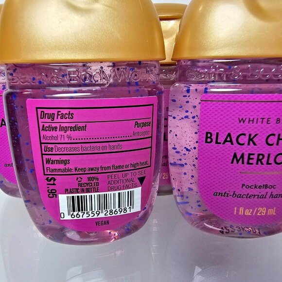 5 BLACK CHERRY MERLOT Bath Body Works Anti Bacterial Hand Gel 1oz Pocketbac New - Picture 5 of 5